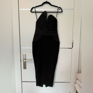 Black Strappy Ribbed Bust Sheath Dress